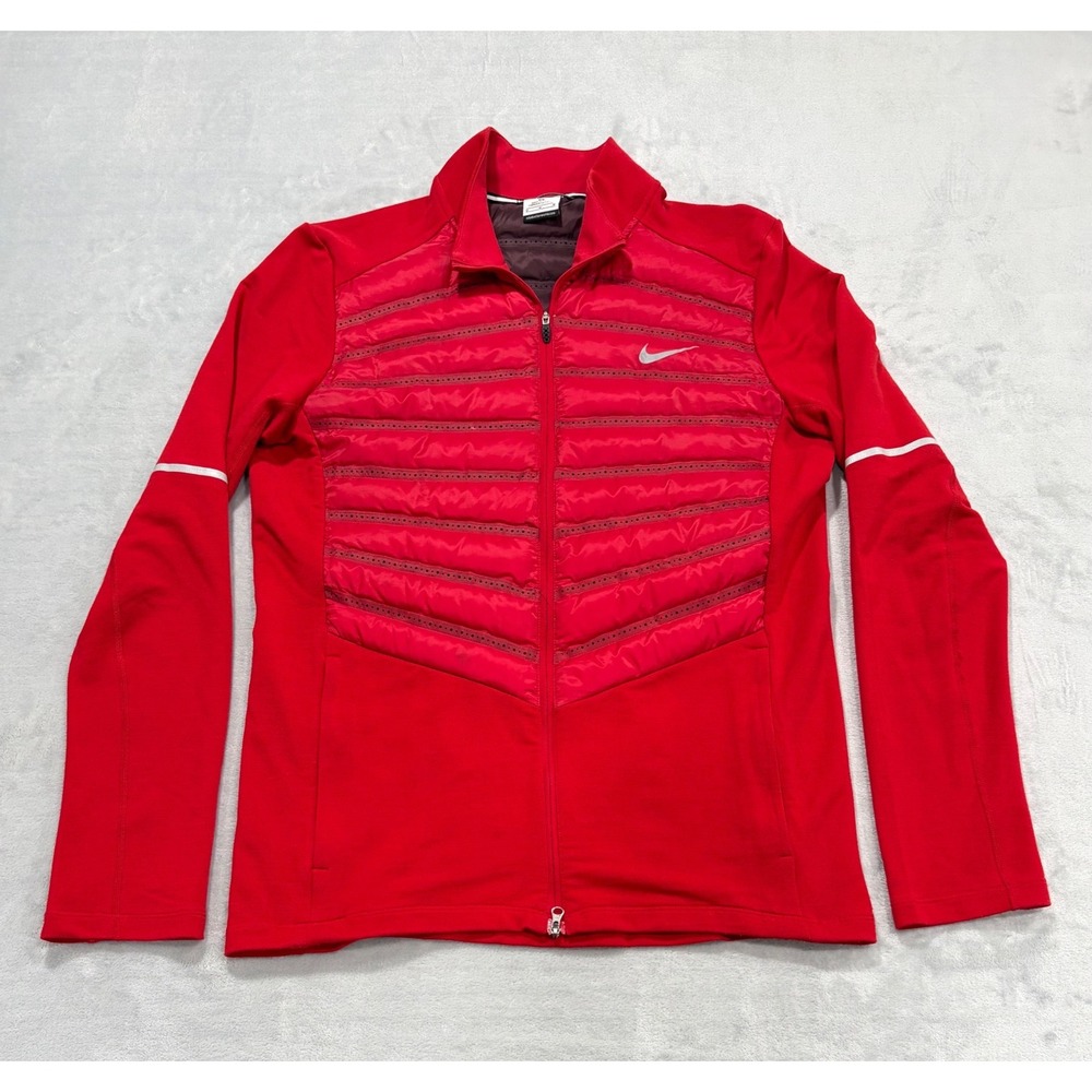 Nike Mens Aeroloft Running Jacket 800 Down Puffer Medium Red 616245-687